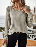 Damen Gestreifter Pullover mit Puffärmeln R&B