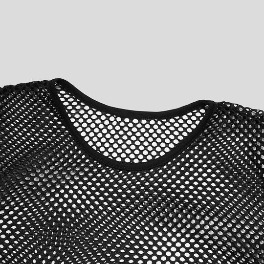 Unisex nan durchscheinendes Diamantnetz-Langarmshirt mit Rundhalsausschnitt R&B
