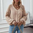 Damen Grobstrickpullover mit oversized Schnitt und Zopfmuster