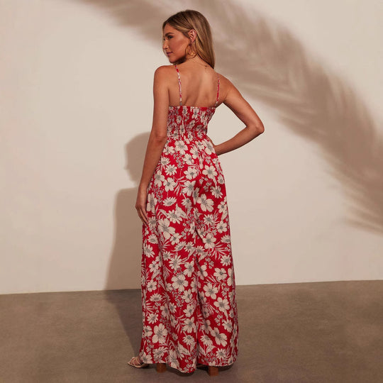 Damen Maxikleid mit floralem Design und elastischer Taille R&B