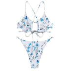 Damen Bikiniset mit verstellbaren Trägern und floralem Musterdruck R&B