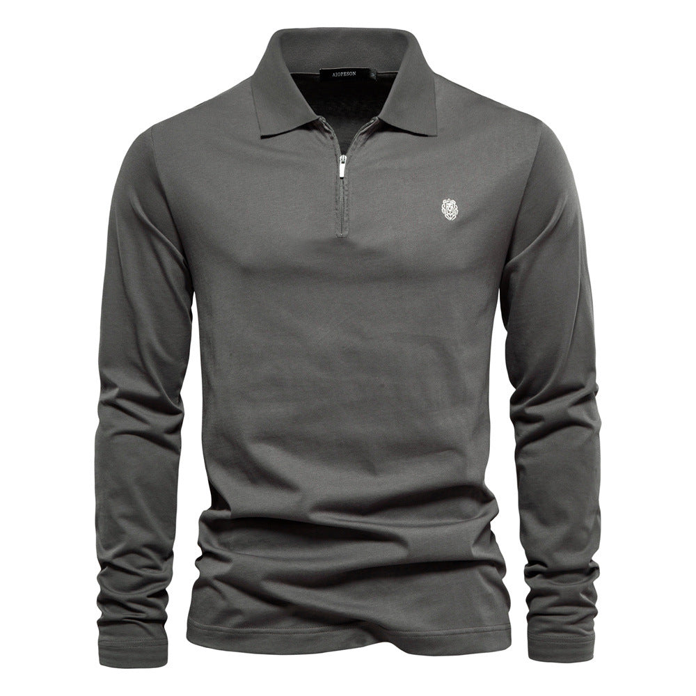 Herren Langärmliges Poloshirt mit modischem Reißverschluss und angenehmer Baumwollmischung