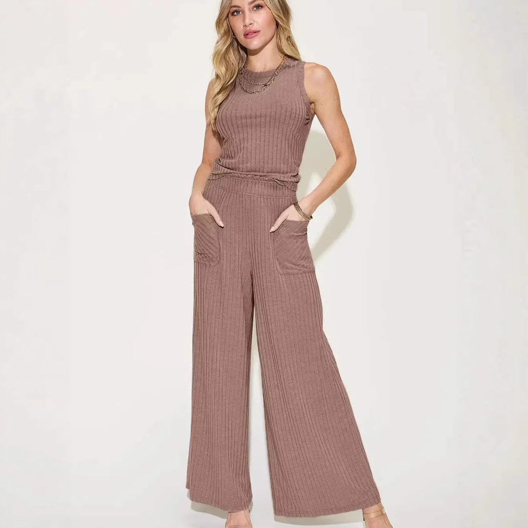 Damen lässiger Overall mit weitem Bein und praktischen Taschen R&B