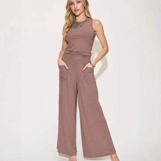 Damen lässiger Overall mit weitem Bein und praktischen Taschen R&B
