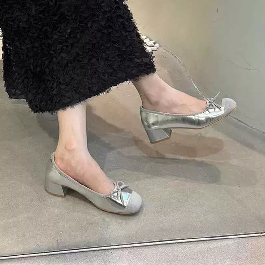 Damen Ballerinas mit glänzender Oberfläche und niedlichem Schleifen-Detail R&B