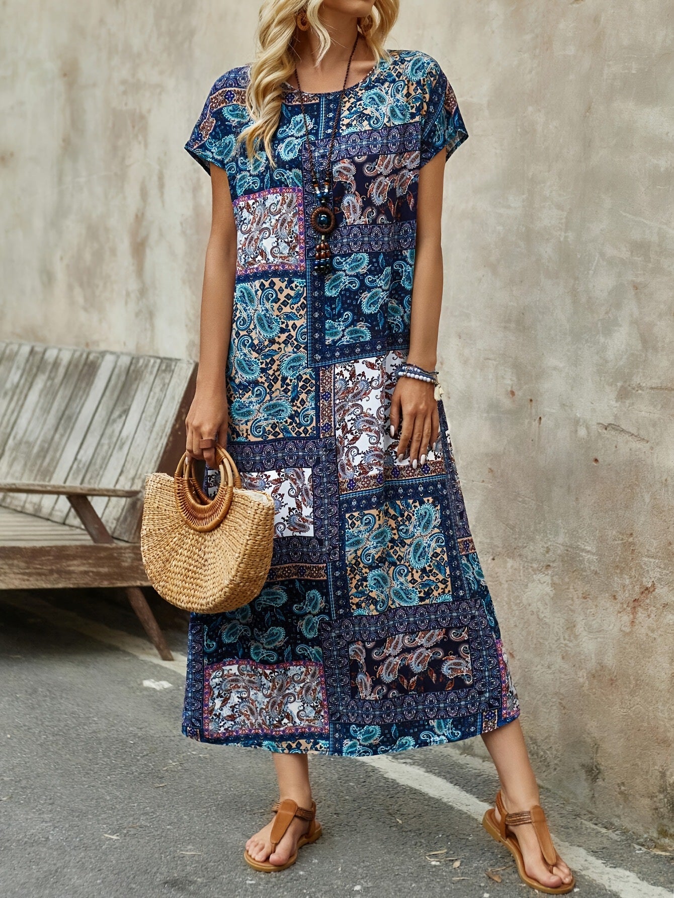 Damen Maxikleid mit Paisleymuster R&B