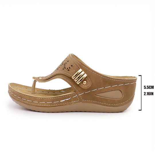 Damen Komfortable Zehentrenner-Sandalen mit modischem Verzierungsdetail R&B