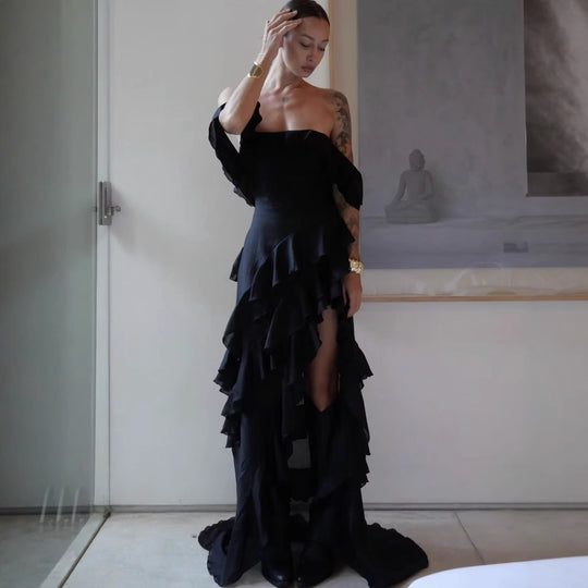Damen Voluminöses Rüschensommerkleid R&B