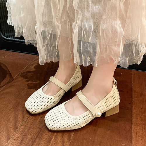 Damen elegante Ballerinas mit strapazierfähigem Netzdesign und modischer Schnalle R&B