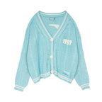 Damen modischer Strickcardigan mit V-Ausschnitt und Branding R&B