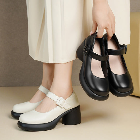 Damen Mary Jane Schuhe mit modischem Riemen und komfortablem Blockabsatz R&B