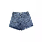 Damen Denim-Shorts mit trendigen Stickdetails und Fransensaum R&B