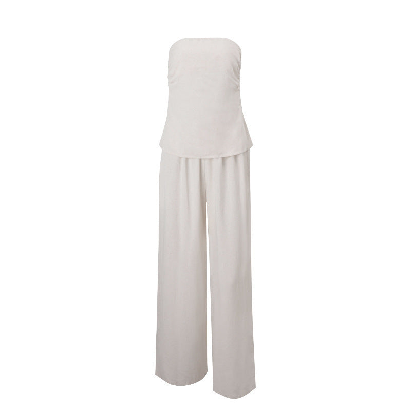 Damen Elegantes Zweiteiliges Set aus Leinen R&B