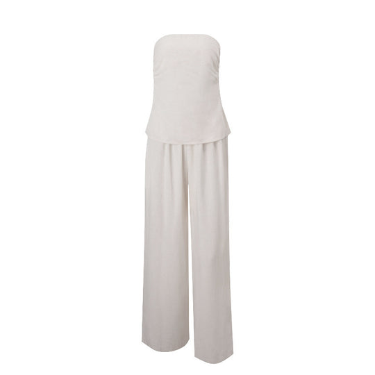 Damen Elegantes Zweiteiliges Set aus Leinen R&B