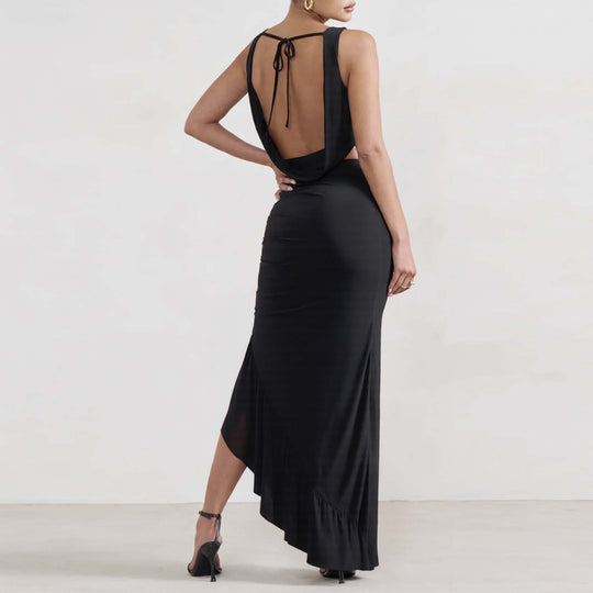 Damen Elegantes Crop-Top und Maxi-Rock Set mit hohem Schlitz R&B
