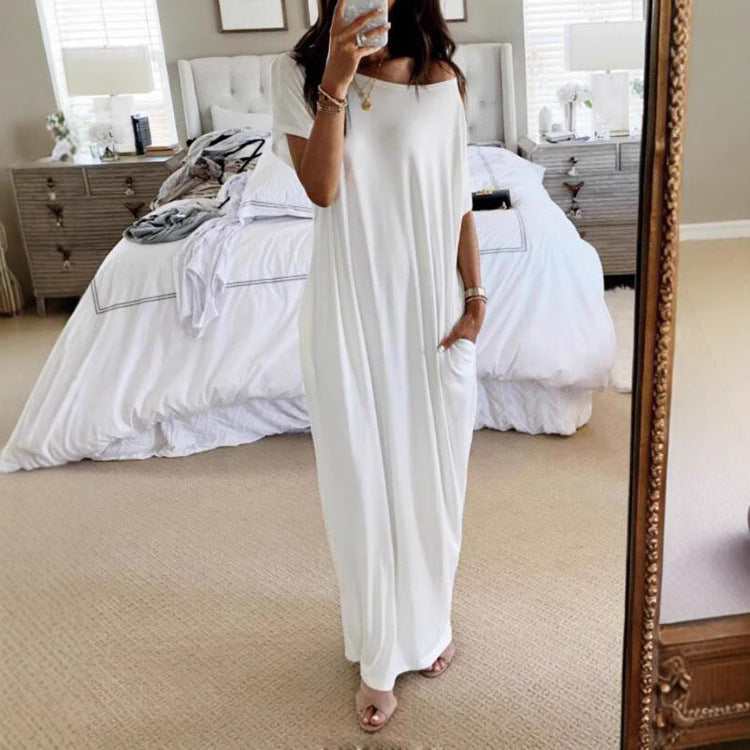 Damen lässiges Maxi-Überkleid mit weitem Schnitt und praktischen Taschen R&B
