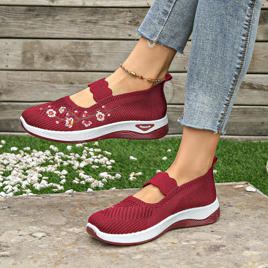 Damen Bequeme Sneaker mit floralen Stickereien R&B