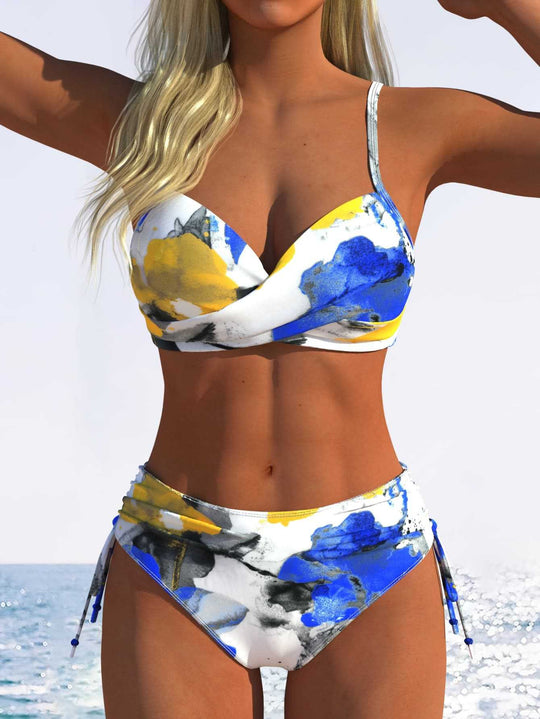 Damen Bikini-Set mit geometrischem Design und verstellbarem Bund R&B