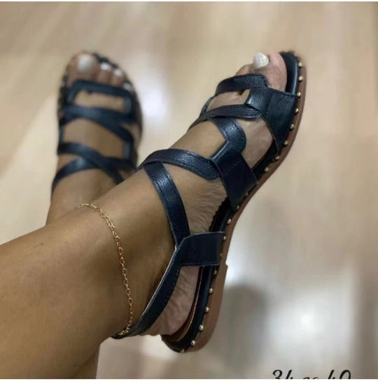 Damen farbenfrohe Sandalen mit flexiblen Riemen R&B