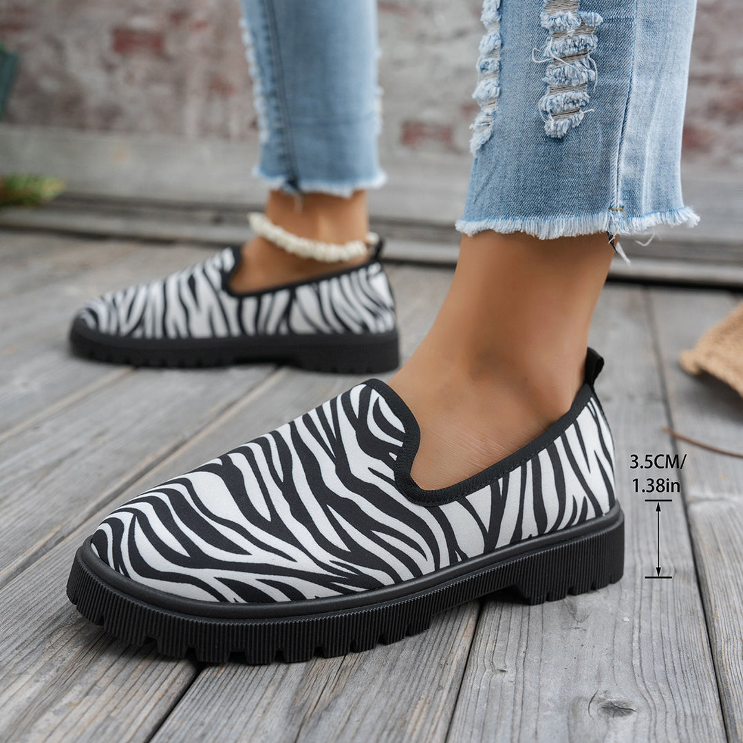 Damen Slip-On Sneaker mit tierischem Muster R&B