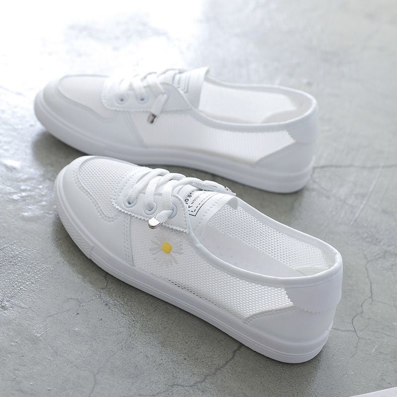 Damen Sportliche Sneakers mit atmungsaktiver Mesh-Oberfläche und floralem Detail