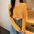 Damen Cropped Strickpullover mit feinem Gewemuster und lässigen Schulterpartien