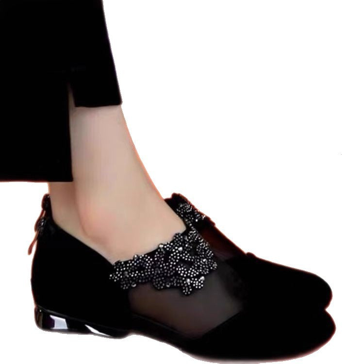 Damen Elegante Ballerinas mit floralem Design und durchscheinendem Einsatz