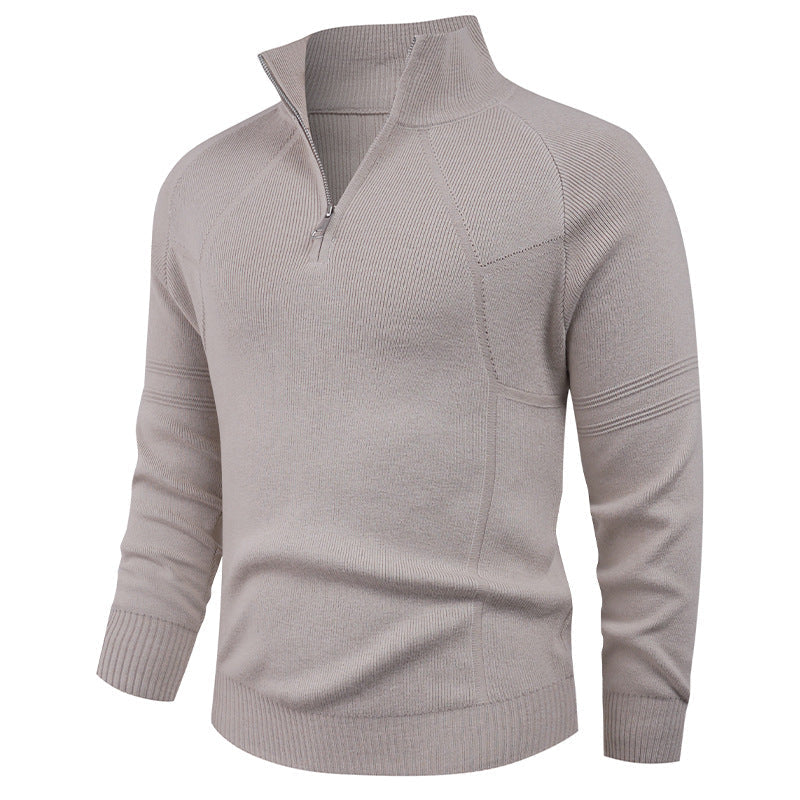 Herren Strickpullover mit modernem Reißverschluss und eleganter Struktur R&B