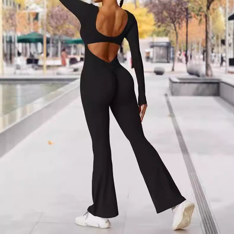 Damen Sportlicher Langarm-Jumpsuit mit figurbetontem Schnitt R&B