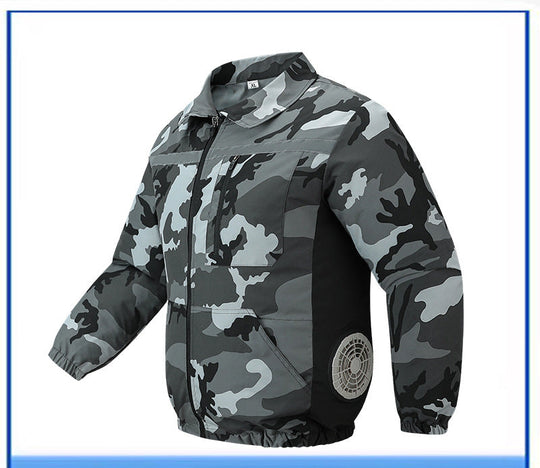 Unisex nan ventilated work cooling jacket with side vent inserts, removable battery compartment and reflective inserts R&B