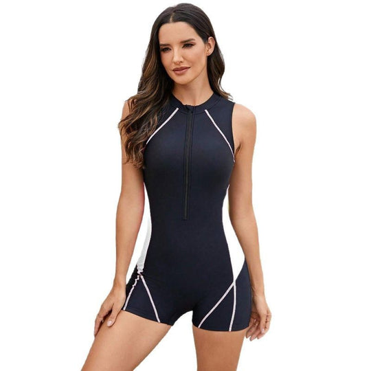 Damen Sportlicher Schwimmanzug mit Reißverschluss R&B