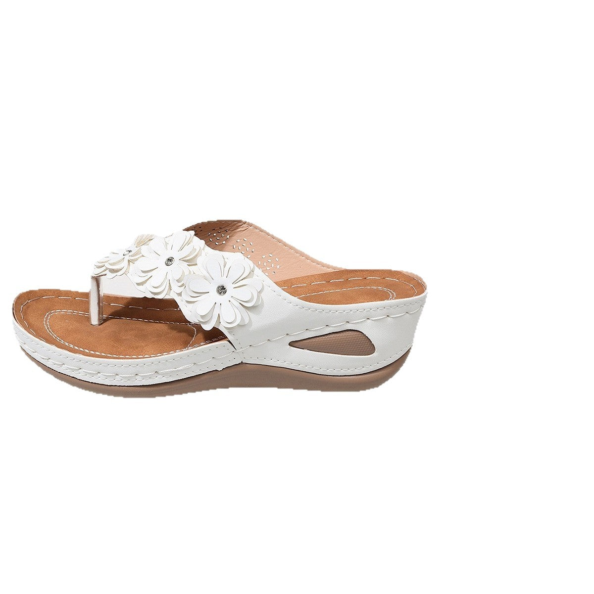 Damen Wedge-Pantoletten mit floralen Details und komfortablem Fußbett