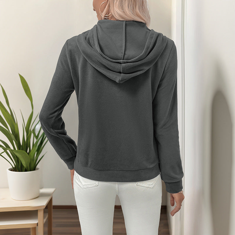 Damen lässiger Kapuzenpullover mit dekorativen Akzenten R&B