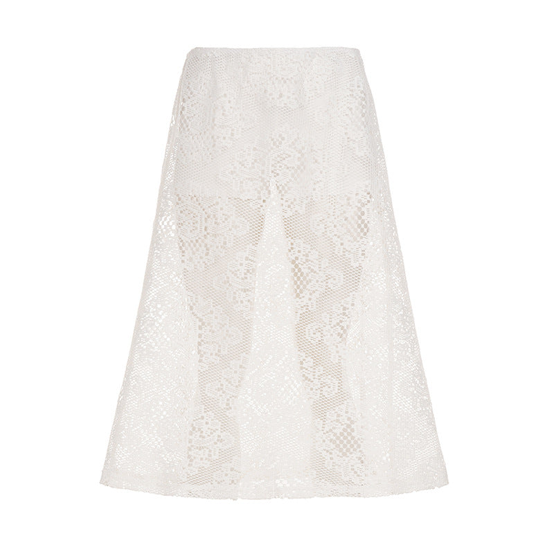 Damen Maxi-Rock aus exquisitem SpitzengewR&Be mit seitlichem Schlitz R&B