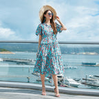 Damen Sommermaxikleid mit verspielt fließendem Schnitt und Blumenmuster R&B