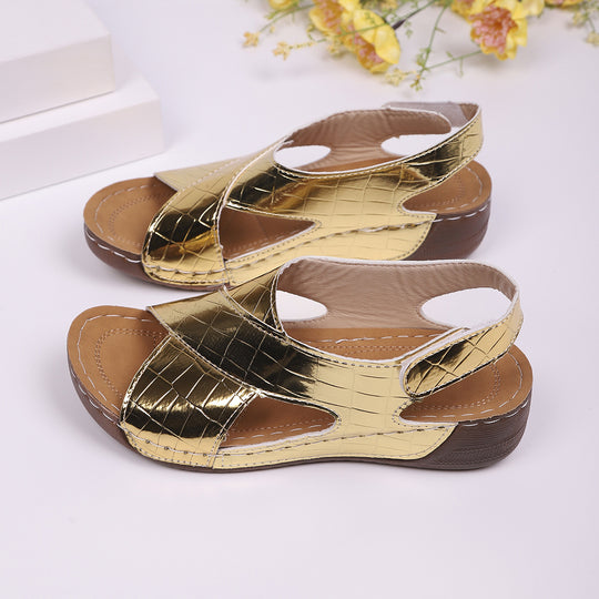 Damen modische Slingback-Sandalen mit stylishem Krokodil-Design und komfortablem Fußbett R&B