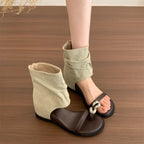 Damen Modische Wedgesandalen mit flexibler Obermaterial-Kombination und trendigem Dekor R&B
