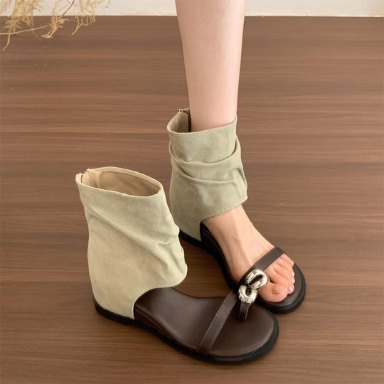 Damen Modische Wedgesandalen mit flexibler Obermaterial-Kombination und trendigem Dekor R&B