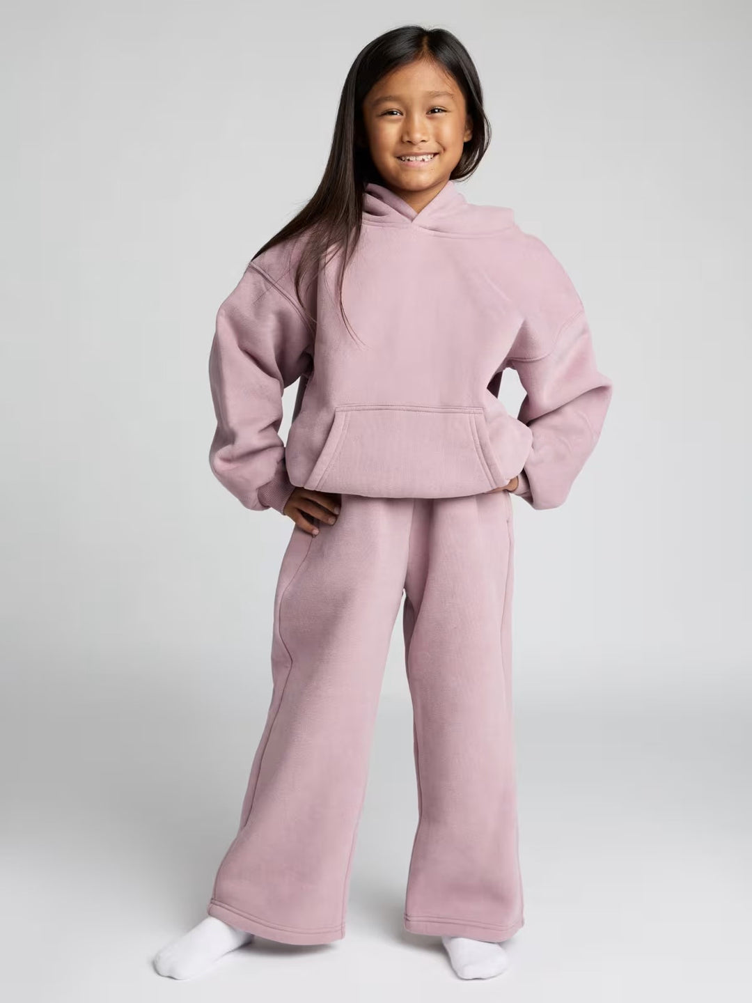 Damen lässiger Fleece-Jumpsuit mit geräumiger Kapuze und praktischen Taschen R&B