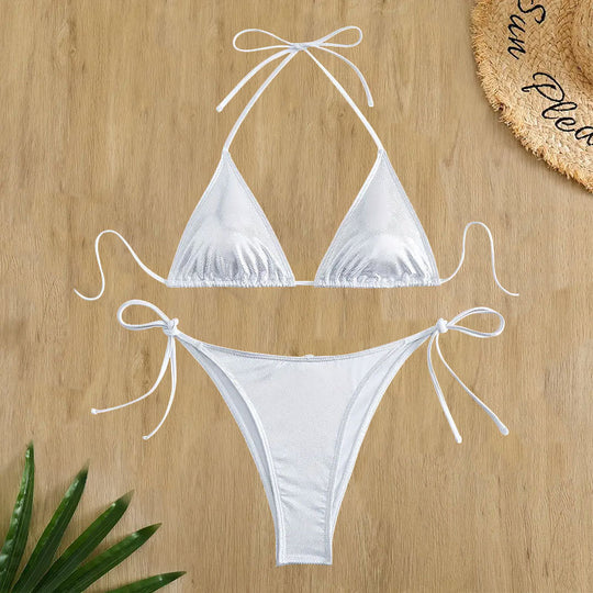 Damen Triangel-Bikini mit diamantartigem Netz-Design R&B