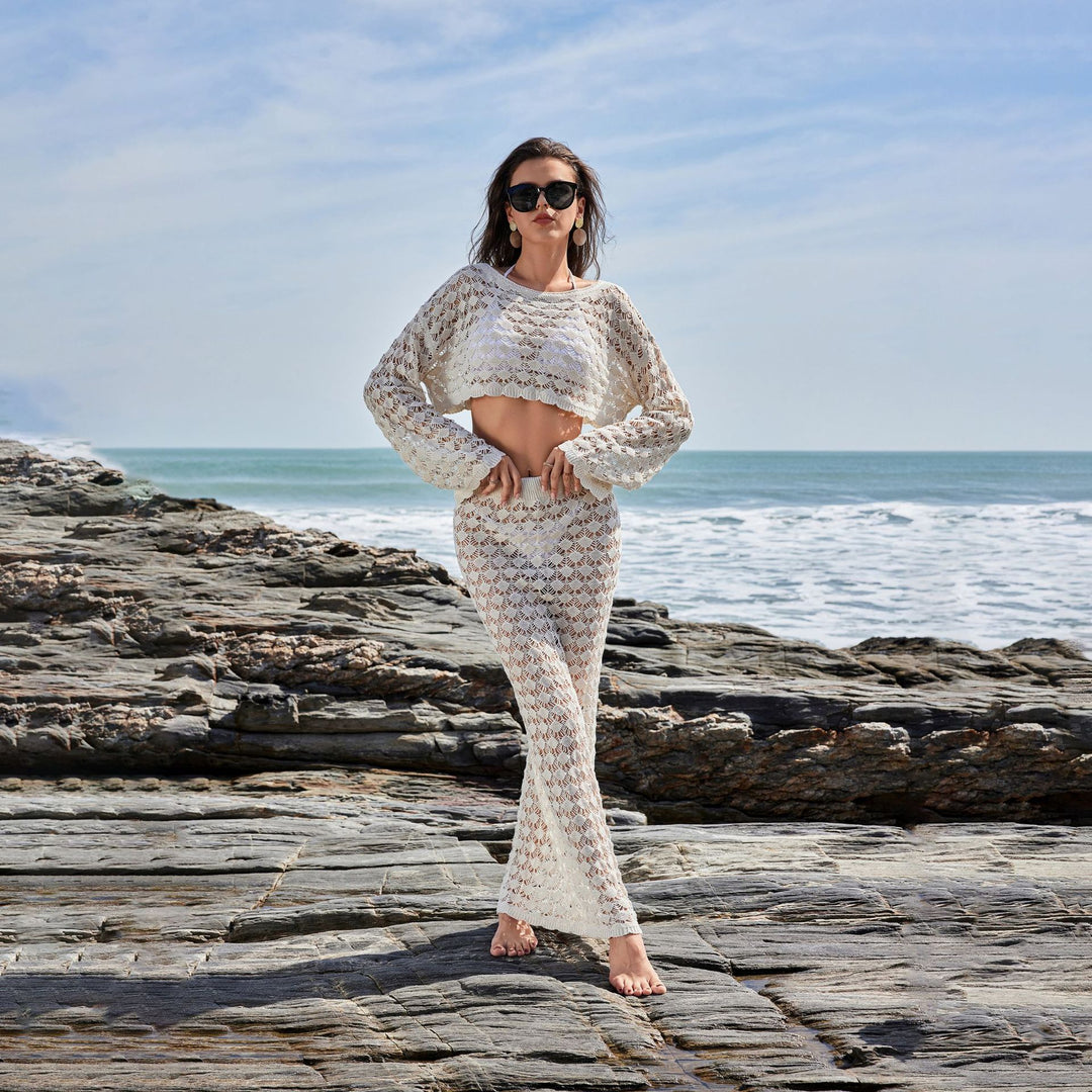 Damen Häkel-Set mit Crop-Top und Maxi-Rock R&B