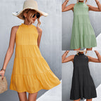 Damen Sommerliches Halterkleid mit Rüschen und schwingendem Rock R&B