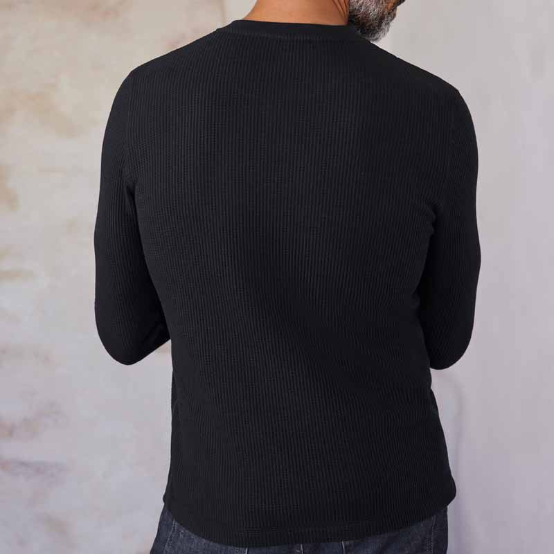 Herren Strick-Thermo-Oberteil mit Knopfleiste