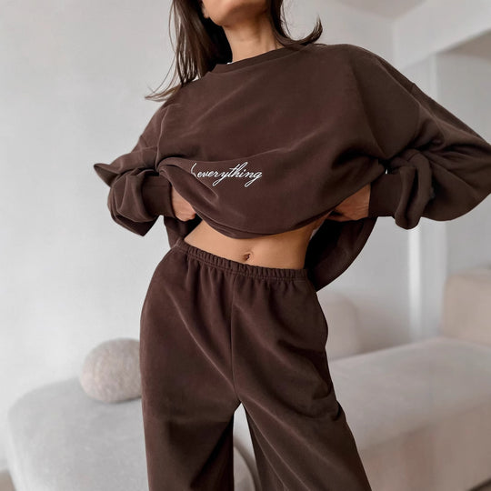 Damen lässiges Sweater und Jogginghose-Set mit lockerer Passform R&B
