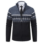Herren Strickjacke mit Stehkragen und Norweger-Muster R&B