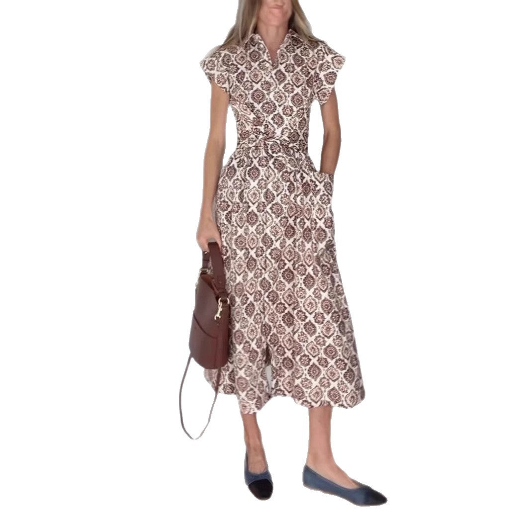 Damen Maxikleid mit elegantem Blütenmuster und raffiniertem Taillenzug R&B