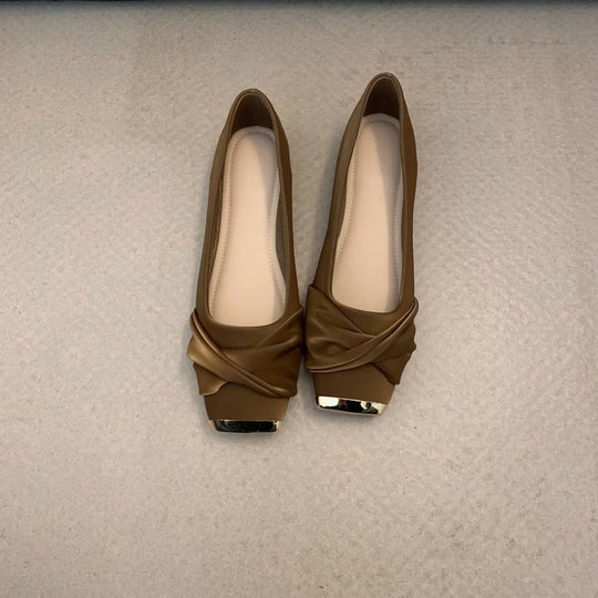 Damen Ballerinas mit eleganter Drapierung und glänzender Schuhspitze R&B