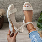 Damen Wedge-Sandalen mit raffiniertem Riemendesign und hochwertiger Bast-Details R&B