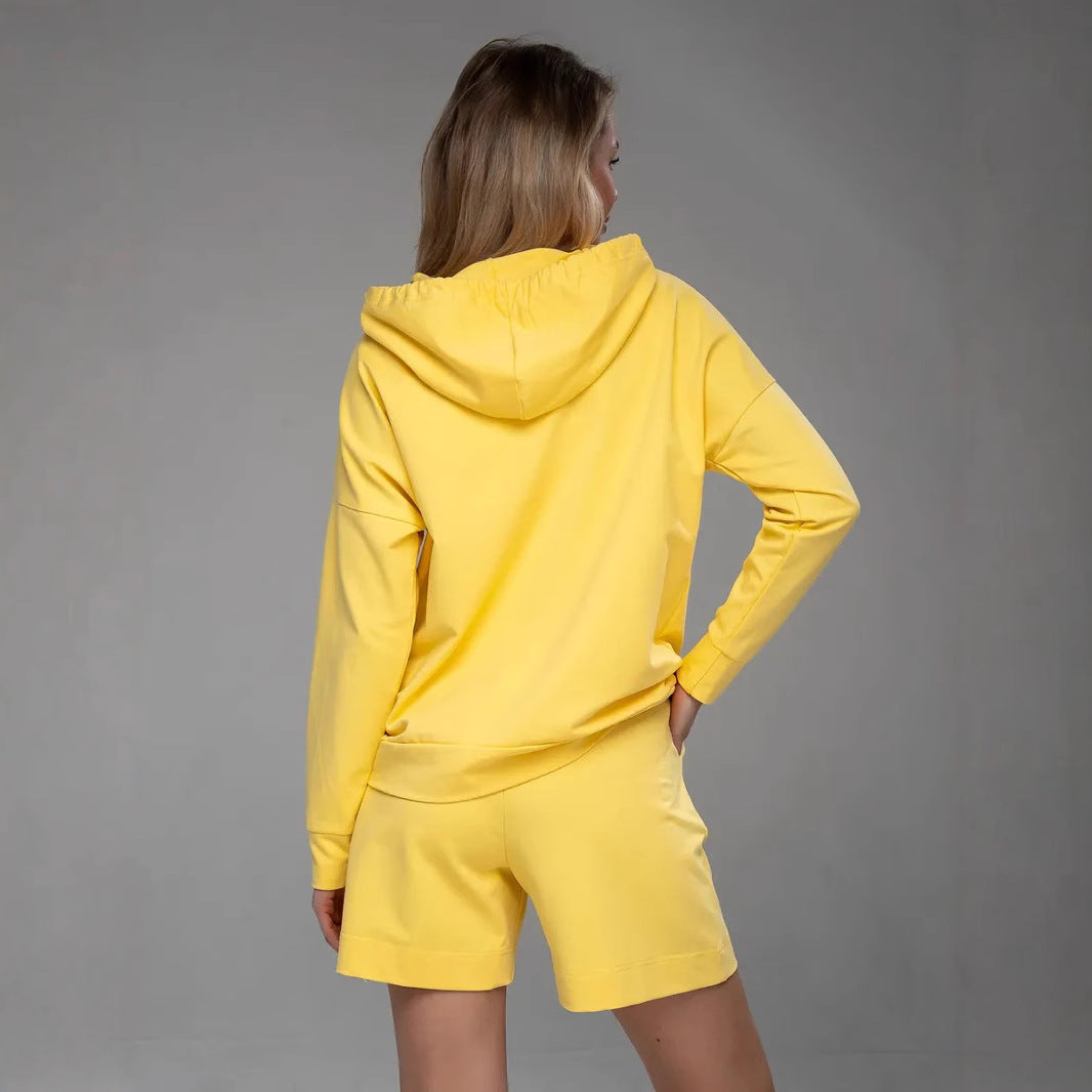 Damen lässiges Oversized Hoodie und Shorts Set R&B