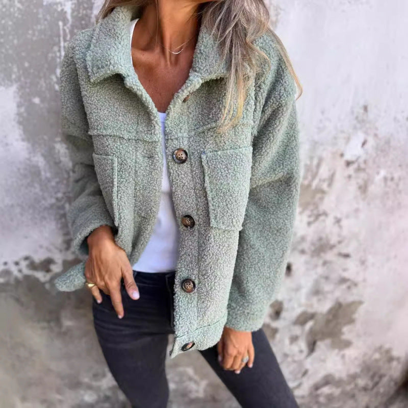 Damen kuschelige Teddyjacke mit praktischen Taschen R&B